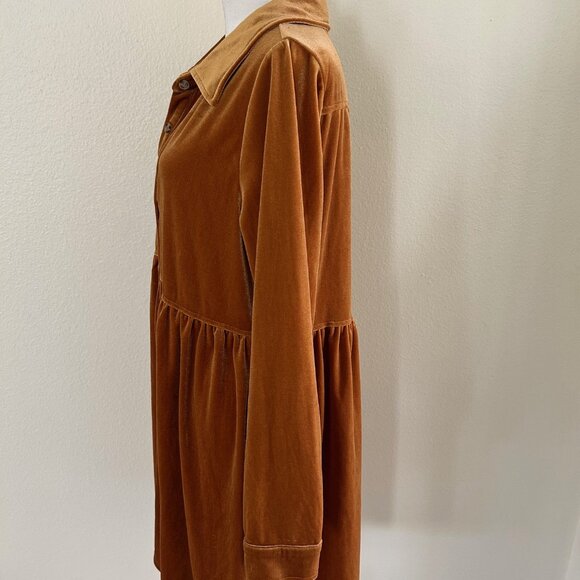 Jodifl Velvet Dress Women SZM Carmel Button Baby Doll Tunic Boho Fairy Cottage - Picture 3 of 10